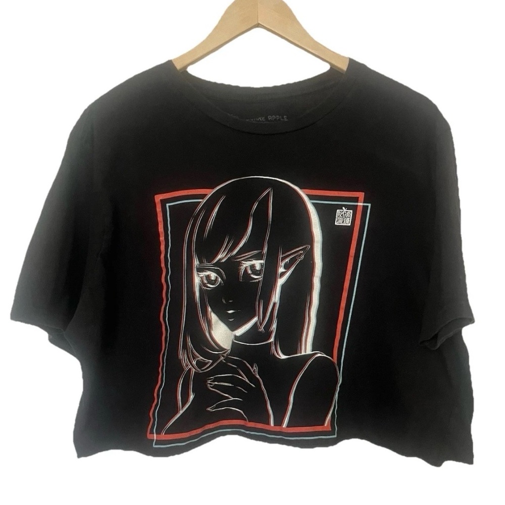 Hot Topic Apple Studio Black Graphic Tee anime elf girl oversized tee